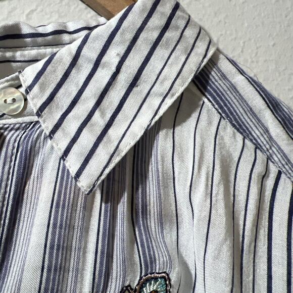 Chico's chicos size 2 Striped Medallion Tunic 12 14 Mixed Embroidered Large - Picture 9 of 16